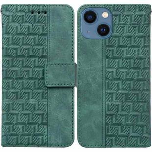 For iPhone 13 Geometric Embossed Leather Phone Case(Green)