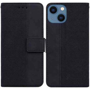 For iPhone 13 Geometric Embossed Leather Phone Case(Black)