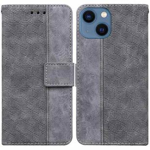 For iPhone 13 mini Geometric Embossed Leather Phone Case (Grey)