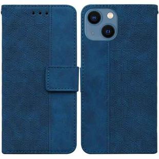 For iPhone 13 mini Geometric Embossed Leather Phone Case (Blue)