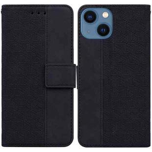 For iPhone 13 mini Geometric Embossed Leather Phone Case (Black)