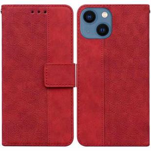 For iPhone 13 mini Geometric Embossed Leather Phone Case (Red)