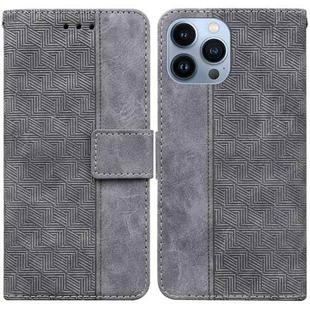 For iPhone 13 Pro Geometric Embossed Leather Phone Case (Grey)