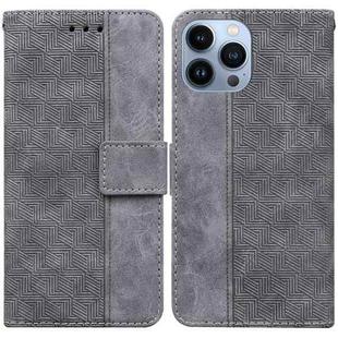 For iPhone 13 Pro Max Geometric Embossed Leather Phone Case (Grey)