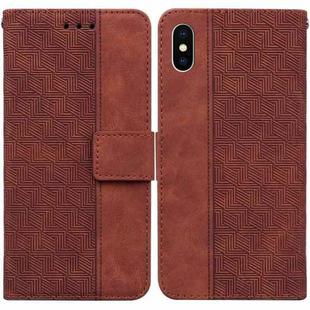 For iPhone X / XS Geometric Embossed Leather Phone Case(Brown)