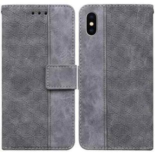 For iPhone X / XS Geometric Embossed Leather Phone Case(Grey)