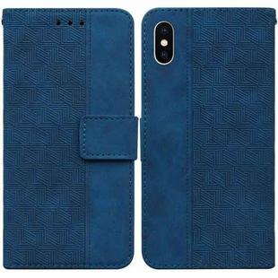 For iPhone X / XS Geometric Embossed Leather Phone Case(Blue)