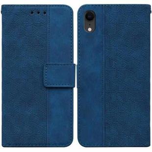 For iPhone XR Geometric Embossed Leather Phone Case(Blue)