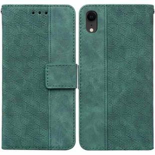 For iPhone XR Geometric Embossed Leather Phone Case(Green)