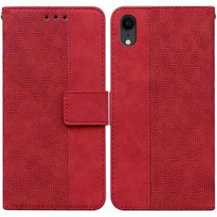 For iPhone XR Geometric Embossed Leather Phone Case(Red)