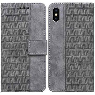 For iPhone XS Max Geometric Embossed Leather Phone Case(Grey)