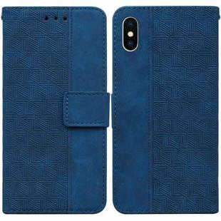For iPhone XS Max Geometric Embossed Leather Phone Case(Blue)