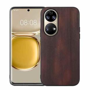 For Huawei P50 Pro Yellow Cow Texture PU Phone Case(Coffee)