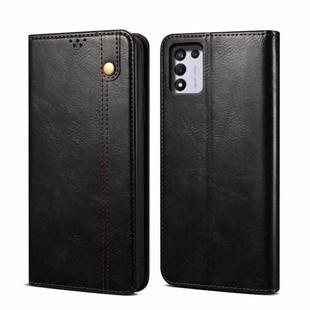 For OPPO Realme Q3T / K9S / Realme Q3s Simple Wax Crazy Horse Texture Horizontal Flip Leather Phone Case with Card Slots & Holder(Black)
