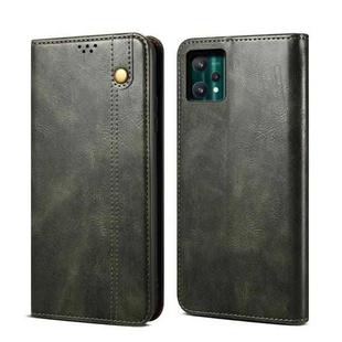For OPPO Realme 9 Pro Simple Wax Crazy Horse Texture Horizontal Flip Leather Phone Case with Card Slots & Holder(Dark Green)