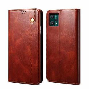 For OPPO Realme 9 Pro Simple Wax Crazy Horse Texture Horizontal Flip Leather Phone Case with Card Slots & Holder(Brown)