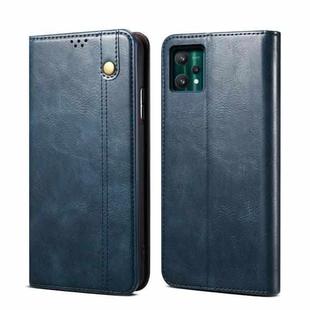 For OPPO Realme 9 Pro+ Simple Wax Crazy Horse Texture Horizontal Flip Leather Phone Case with Card Slots & Holder(Navy Blue)