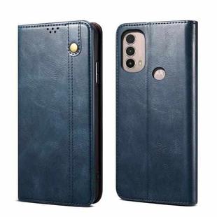 For Motorola Moto E40 / E30 / E20 Oil Wax Crazy Horse Texture Leather Phone Case(Blue)