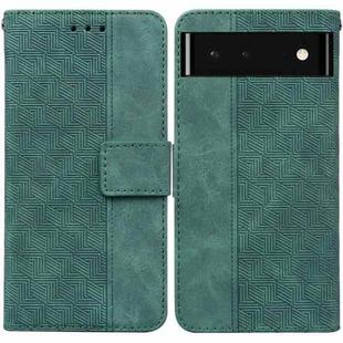 For Google Pixel 6 Geometric Embossed Leather Phone Case(Green)