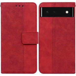 For Google Pixel 6 Geometric Embossed Leather Phone Case(Red)
