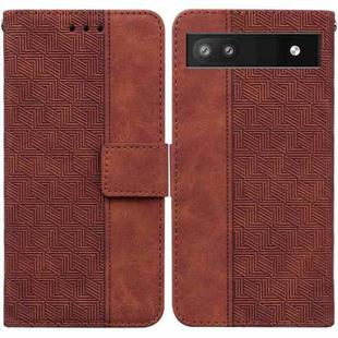 For Google Pixel 6a Geometric Embossed Leather Phone Case(Brown)