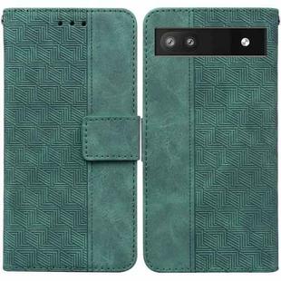 For Google Pixel 6a Geometric Embossed Leather Phone Case(Green)