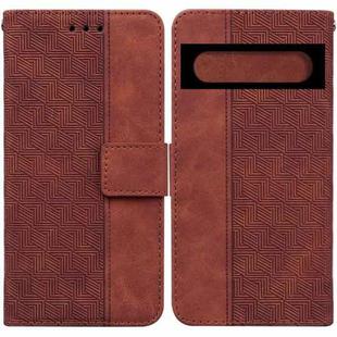 For Google Pixel 7 Pro 5G Geometric Embossed Leather Phone Case(Brown)