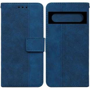 For Google Pixel 7 Pro 5G Geometric Embossed Leather Phone Case(Blue)
