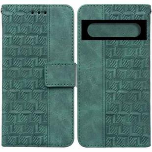 For Google Pixel 7 Pro 5G Geometric Embossed Leather Phone Case(Green)