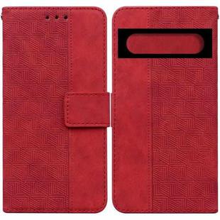 For Google Pixel 7 Pro 5G Geometric Embossed Leather Phone Case(Red)