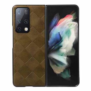 For Huawei Mate X2 Weave Plaid PU Phone Case(Green)