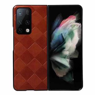For Huawei Mate X2 Weave Plaid PU Phone Case(Brown)