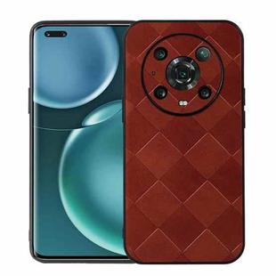 For Honor Magic4 Pro Weave Plaid PU Phone Case(Brown)