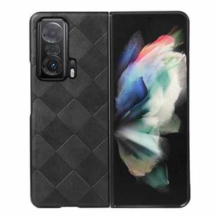 For Honor Magic V Weave Plaid PU Phone Case(Black)