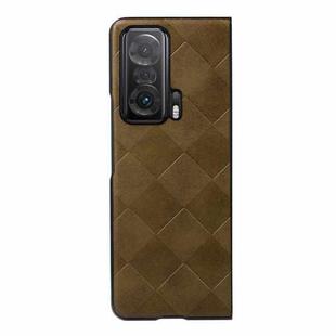 For Honor Magic V Weave Plaid PU Phone Case(Green)