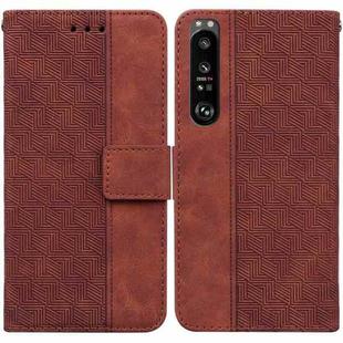 For Sony Xperia 1 III Geometric Embossed Leather Phone Case(Brown)