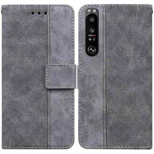 For Sony Xperia 1 III Geometric Embossed Leather Phone Case(Grey)