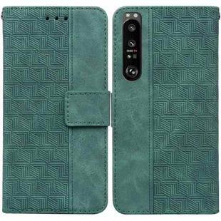 For Sony Xperia 1 III Geometric Embossed Leather Phone Case(Green)
