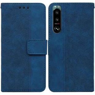 For Sony Xperia 5 III Geometric Embossed Leather Phone Case(Blue)