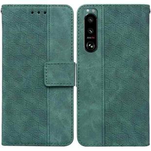 For Sony Xperia 5 III Geometric Embossed Leather Phone Case(Green)