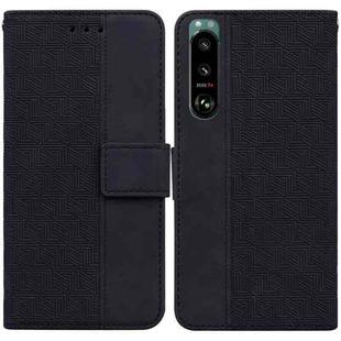 For Sony Xperia 5 III Geometric Embossed Leather Phone Case(Black)