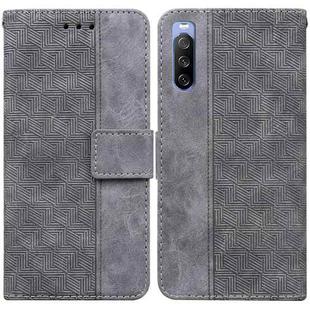 For Sony Xperia 10 III Geometric Embossed Leather Phone Case(Grey)