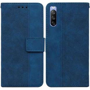 For Sony Xperia 10 III Geometric Embossed Leather Phone Case(Blue)