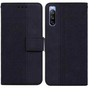 For Sony Xperia 10 III Geometric Embossed Leather Phone Case(Black)