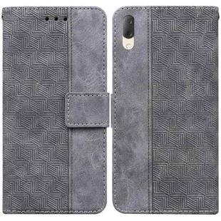 For Sony Xperia L3 Geometric Embossed Leather Phone Case(Grey)