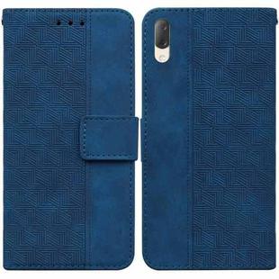 For Sony Xperia L3 Geometric Embossed Leather Phone Case(Blue)