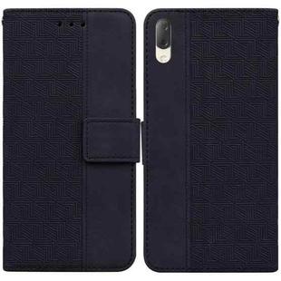 For Sony Xperia L3 Geometric Embossed Leather Phone Case(Black)