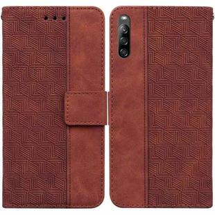 For Sony Xperia L4 Geometric Embossed Leather Phone Case(Brown)