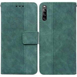 For Sony Xperia L4 Geometric Embossed Leather Phone Case(Green)
