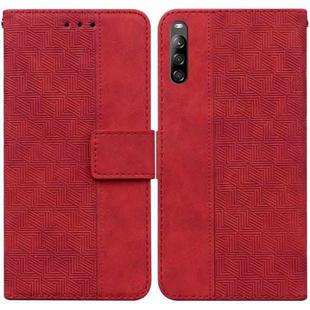 For Sony Xperia L4 Geometric Embossed Leather Phone Case(Red)